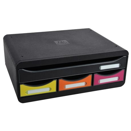 Exacompta module de classement 4 tiroirs opaque noir/arlequin