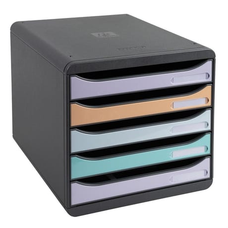 Exacompta big box plus module class 5 tiroirs 347x278x267 gris/pastel blush