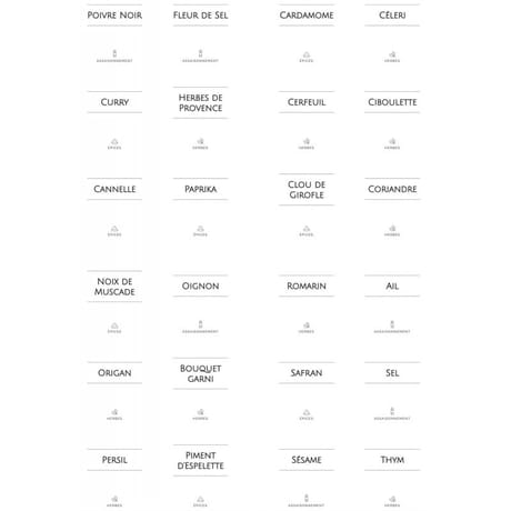 48 étiquettes épices motifs minimalistes 37x45