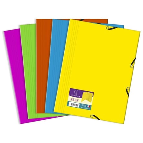 Exacompta chemise élastique 3 rabats polypro opaque neon 5 couleurs assortis