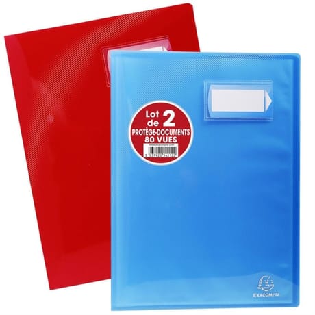 Lot  de 2 protège document soude 210x297 80 vues crystal colours exaco