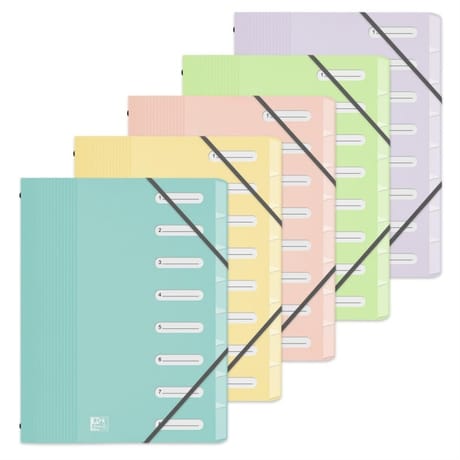 Oxford trieur school life a4 8 positions assortis pastel