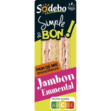 Sodebo club simple & bon complet jambon emmental 145g