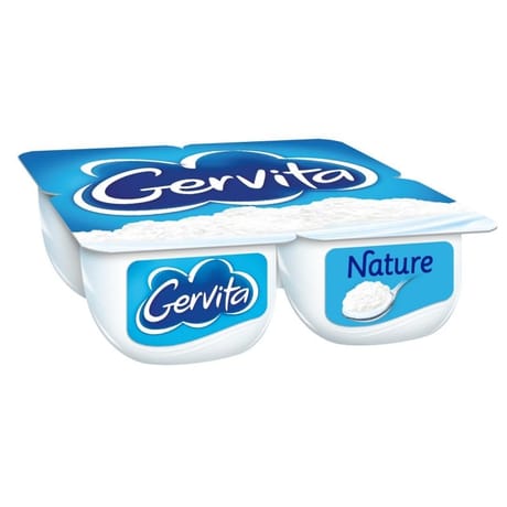 Gervita fromage blanc nature  sous mousse fouettée  à la crème 4 x 100 g