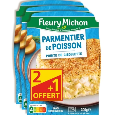 Fleury michon parmentier de poisson à la ciboulette 3x300g Lot 2+1 offert