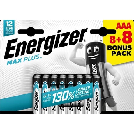 Energizer piles alcalines max plus aaa/lr3 8+8 gratuites