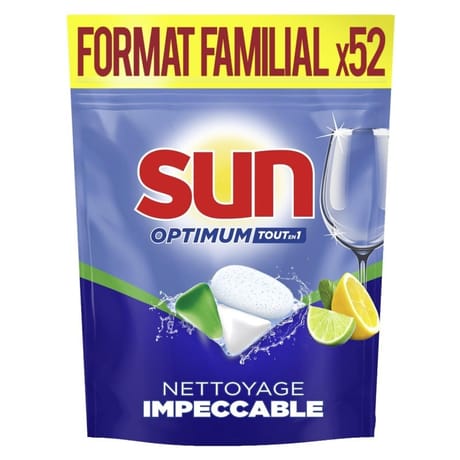 Sun pastilles lave-vaisselle optimum tout en 1 parfum agrumes x52 lavages 0.78kg