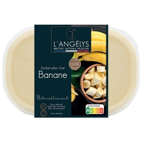 L'angelys bac sorbet plein fruit banane 750ml 500g