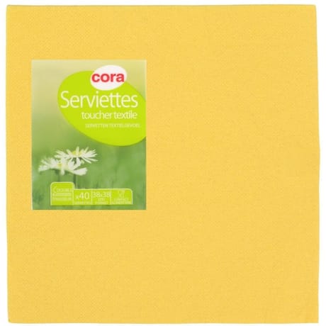Cora serviettes x40 jaune passion 38x38cm toucher textile