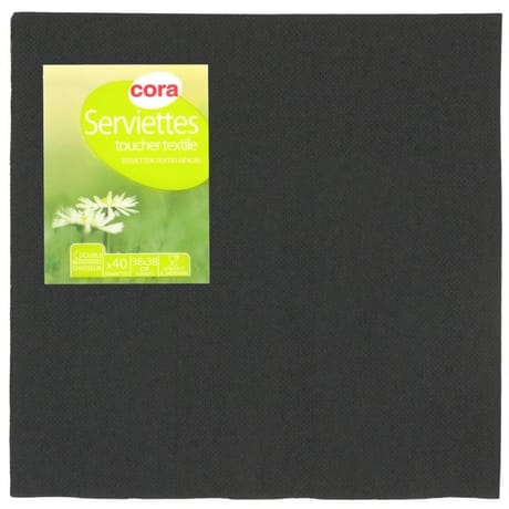 Cora serviettes X40 noir point à point 38x38cm