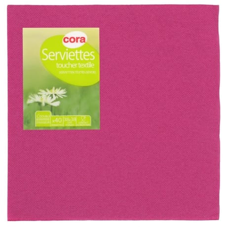 Cora serviettes x40 toucher textile framboise 38x38cm