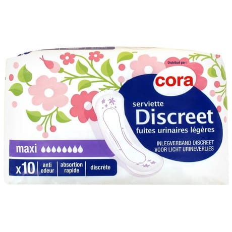 Cora serviettes incontinence légère maxi X10