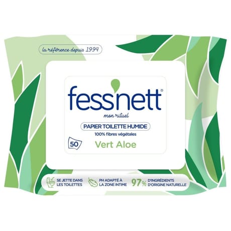 Fess'nett papier toilette humidifie vert aloe vera x50