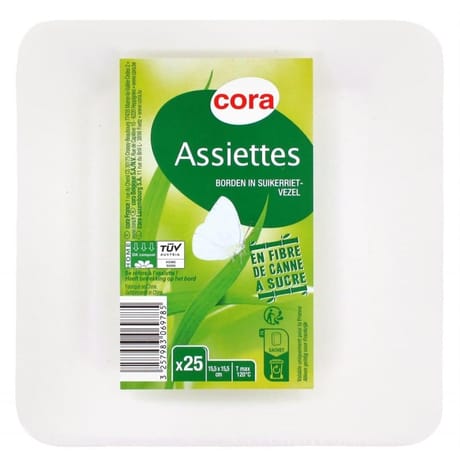 Cora assiette carrée 15.5x15.5 cm en fibre de canne à sucre x25