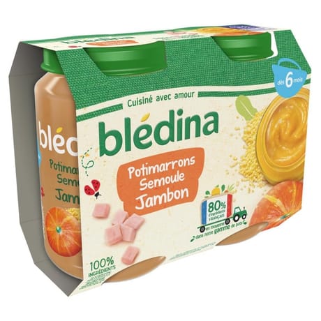 Bledina pots potimarrons semoule jambon 2x200g