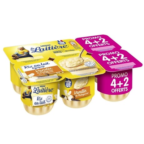La Laitière riz au lait vanille 4x115g +2 offerts
