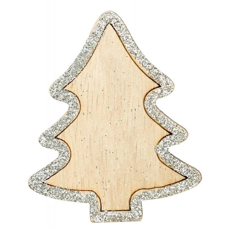 2 sapins en bois bords pailletées argent