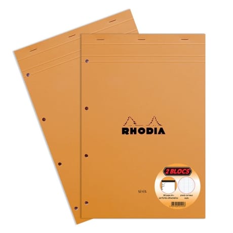 Rhodia lot de 2 blocs perforés 210x318 mm 160 p seyes