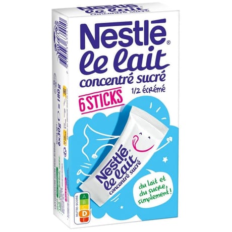 Nestlé Lait concentré sucré à pâtisser 6 sticks de 30g