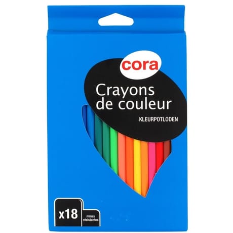 Cora - Boite 18 crayons plastique