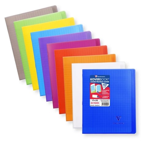 Cahier kover book 17x22 cm 48 pages grands carreaux translucide