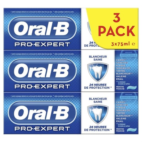 Oral b manual pro-expert dentifrice blancheur saine lot 3x75ml