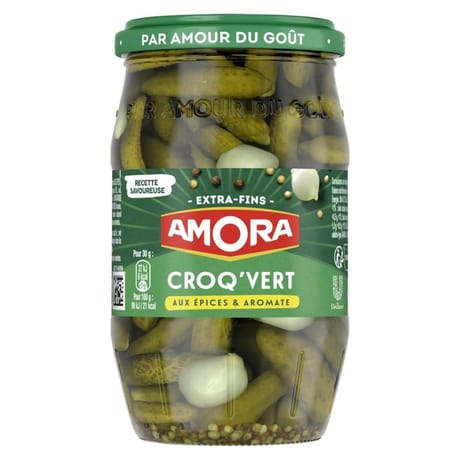 Amora cornichons croq vert aux épices et aromates 210g