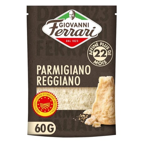 Giovanni ferrari parmigiano reggianno aop affiné 22 mois rapé 60g