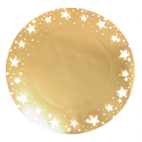 4 sous assiettes 34cm etoiles or imprime starlight blanc