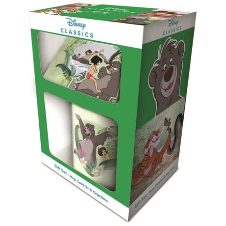 Coffret Le livre de la jungle tasse sous verre et porte clés mowgli et baloo