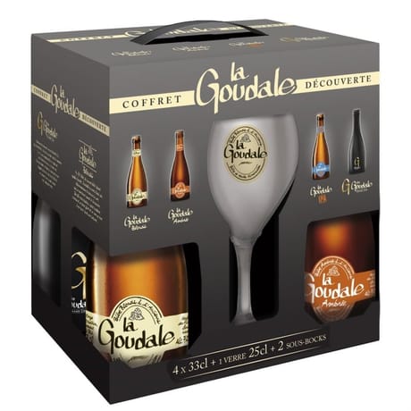 Coffret degustation goudale 4x33cl + 1 verre + 3 sous bock Vol.7.41%