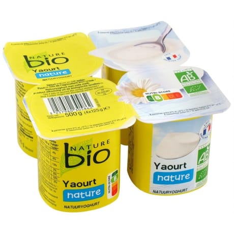 Nature bio yaourt nature issu de l'agriculture biologique 4x125g