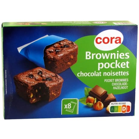 Cora mini brownies chocolat noisettes x8 240g