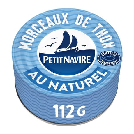 Petit Navire morceaux de thon au naturel démarche responsable 112g