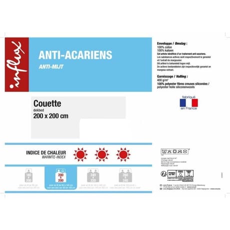 Influx couette 200x200cm anti-acariens