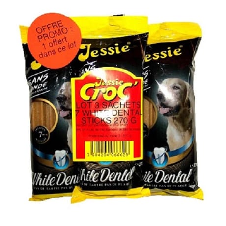 Jessie 7 white dental sticks large 2+1 offert - 270g
