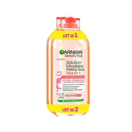 Garnier skinactive solution micellaire peeling doux tout en 1 2 x400ml