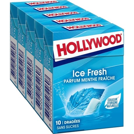 Hollywood ice freshs s/sucres menthe fraiche 5x10d 70g