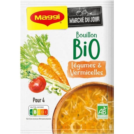 Maggi potage bio soupe bouillon légumes + vermicelles 4 assiettes 60g