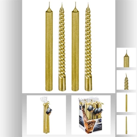 Bougies hautes dorées x4