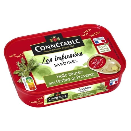 Connetable 1/6 sardines à l'huile de tournesol infusee herbes de provence 115g