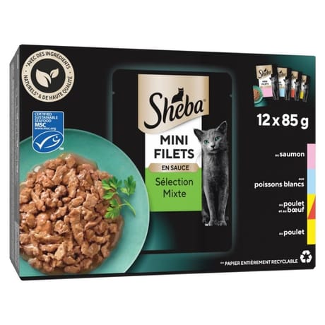 Sheba pâtée pour chat mini filets aux poissons 12x85g