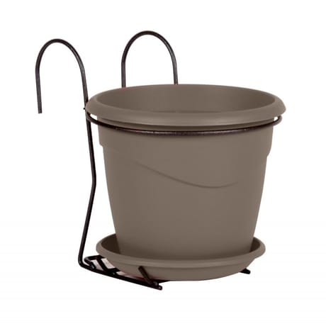 Lot 1 pot marina perce diam. 18 cm + soucoupe + support - taupe