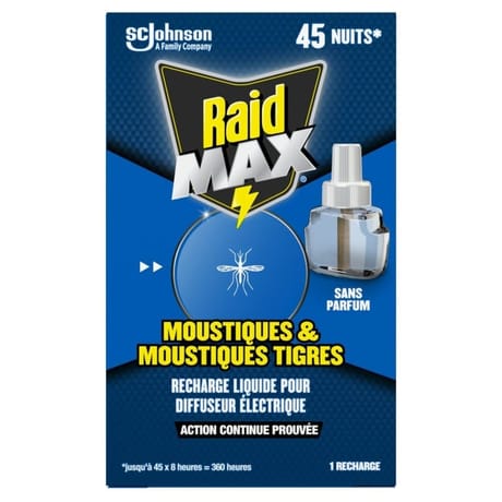 Raid max recharge liquide pour diffuseur électrique 45 nuits