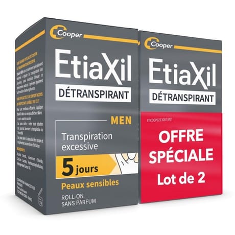 Etiaxil detranspirant peaux sensibles men roll on 15ml x2