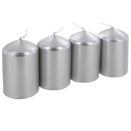 Bougies x 4, 8cm argent