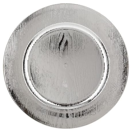 Assiette de présentation effet bois argent