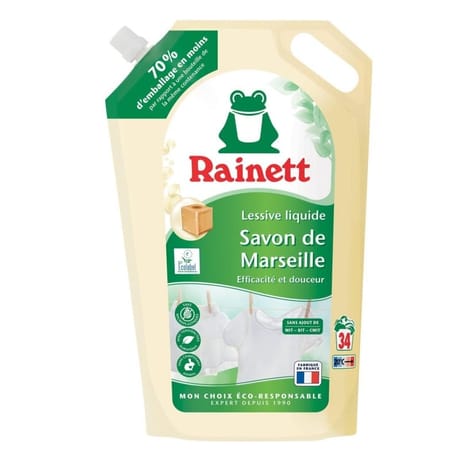 Rainett lessive liquide concentrée ecolable savon de marseille 1.7l
