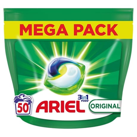 Ariel pods 3en1 lessive original x 50 capsules 1.025kg