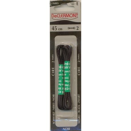 Lacet ciré rond 45cm noir De Clermont